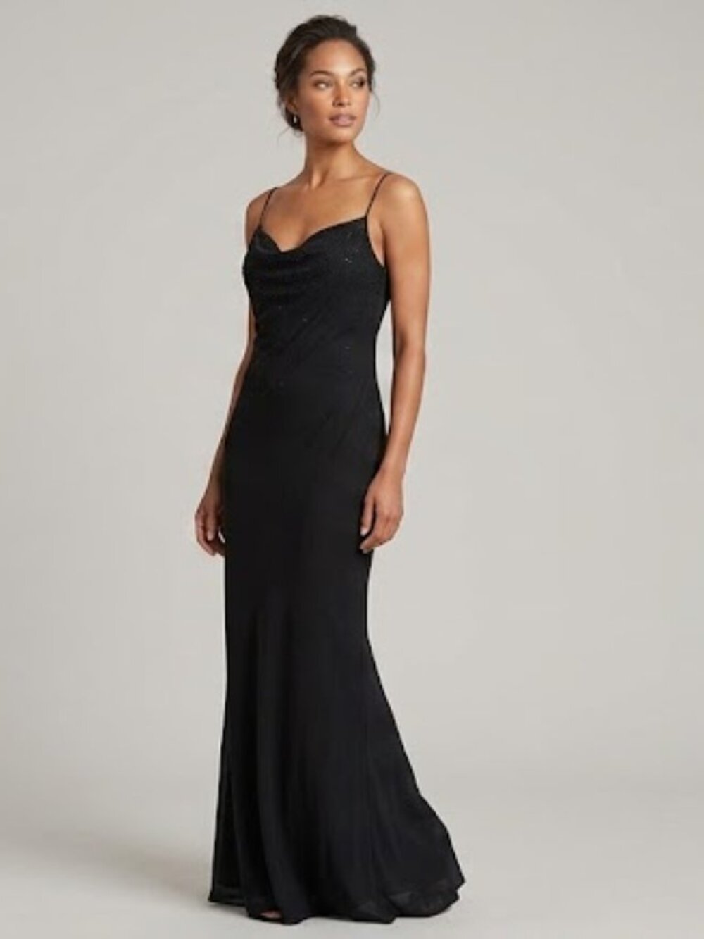 Chica’s Black Strapless Beaded Slip Dress - Sleek Evening Gown size large